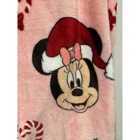 Disney Minnie Mouse Pink Christmas Plush Throw Blanket - Picture 4 of 5